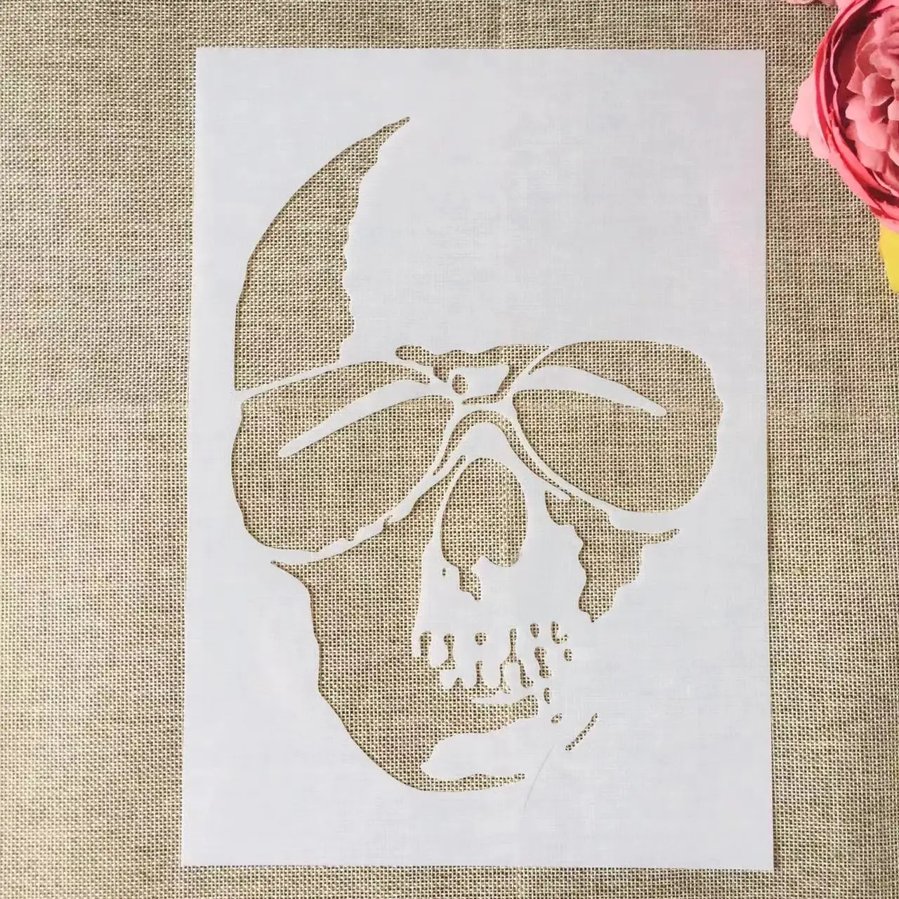 A4 29cm Sunglasses Cool Skull DIY Layering Stencils Wall Painting Scrapbook Coloring Embossing Album Decorative Template