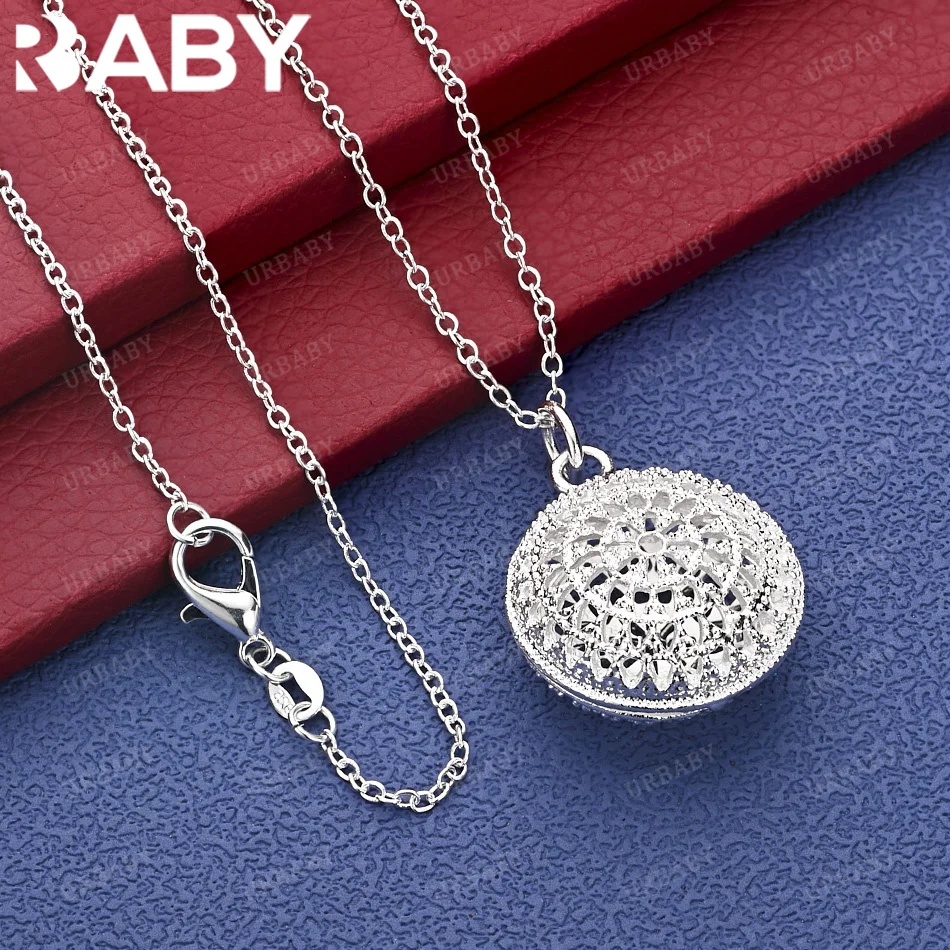 

URBABY 40-75cm 925 Sterling Silver Hollow Pendant Necklace Charm Trend Birthday Gifts Fashion Party Fine Jewelry