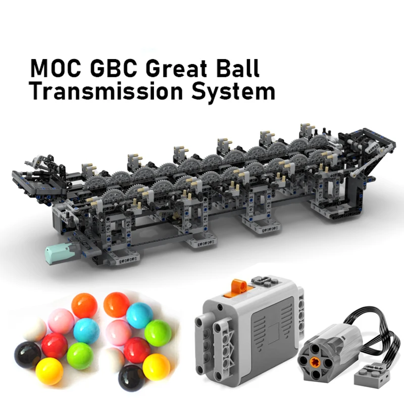 Technical Gear Coneyor GBC Module Building Block Escalator Horizontal Ball Transmission System Electric Assembly Bricks DIY Toys