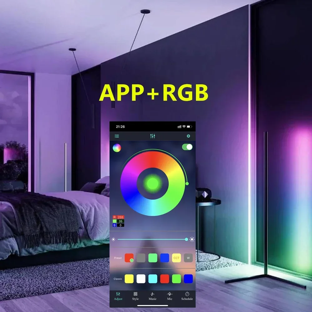 Modern LED Floor Lamp NEW Alexa RGB Remote APP Control standing lamps for living room Minimalist Vertical Corner lamps