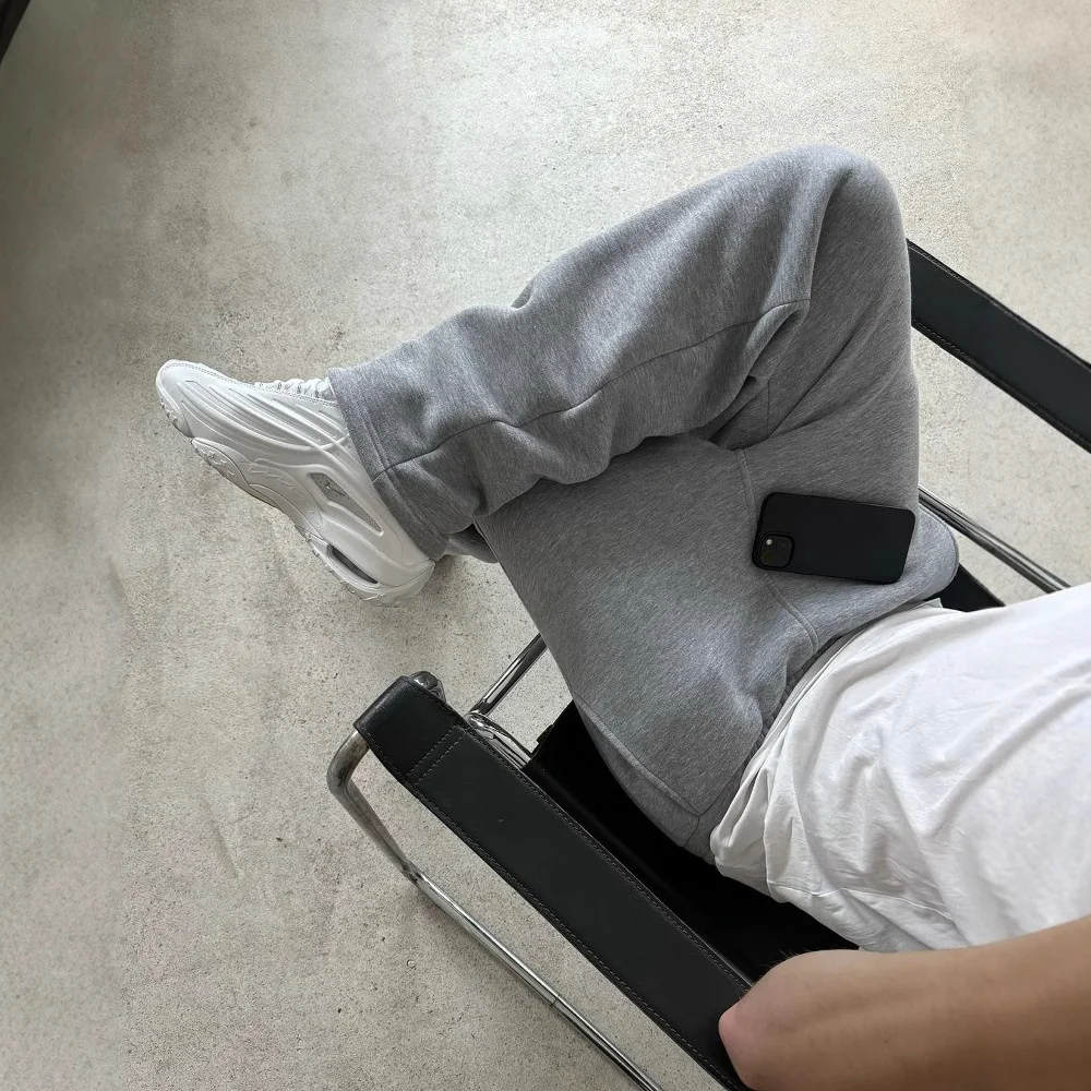 Elastic Zipper Sweatpants Pure Color Casual Trousers High Street Hip Hop Street Y2K Cross-Border Loose Fit Nine-Piece Pants