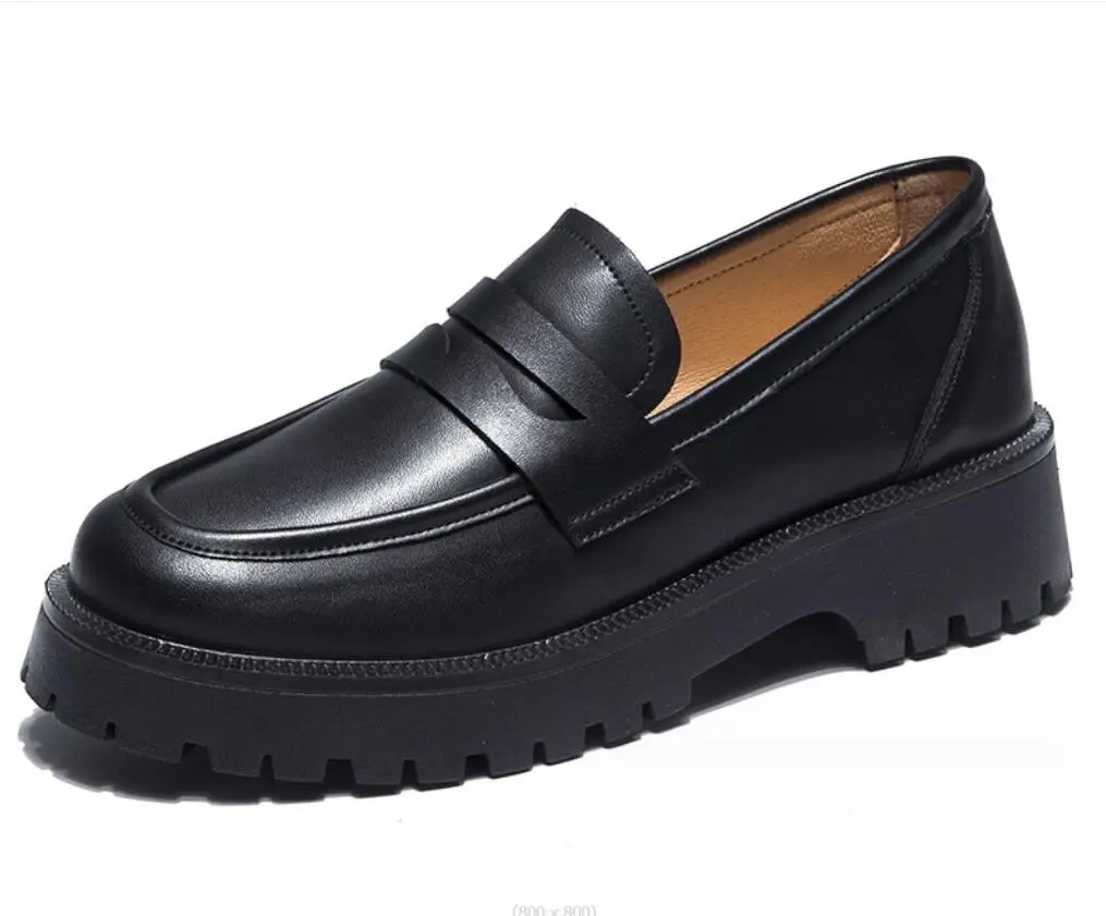 er Fashion Flats Shoes LargeSpring Autumn Women Fashion Platform Black Flats Winter Leather Classic Casual little white shoes