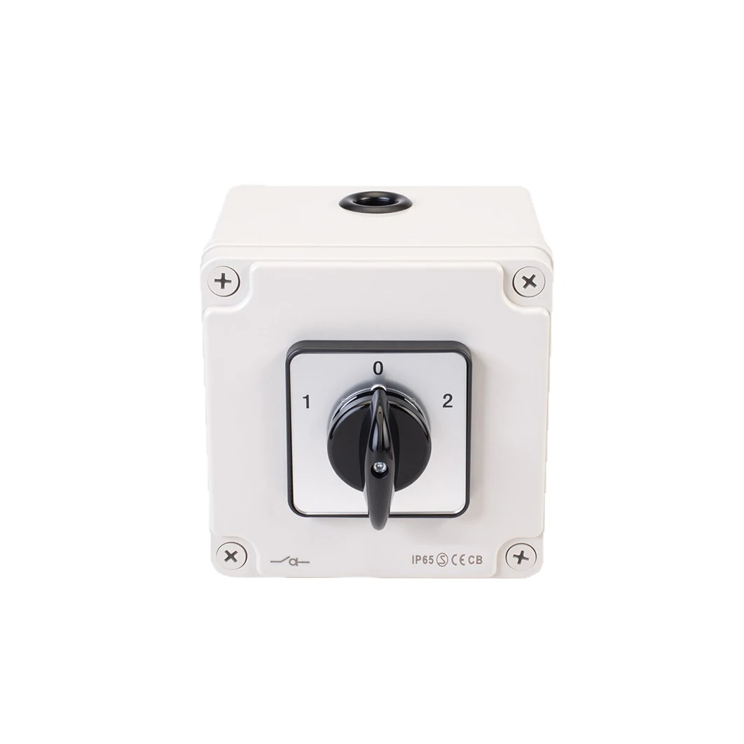 SZW26-63/D202.2EF 63A Latching Rotary Power Cut-off Changeover Switch 3 Gear 2 Pole With Waterproof And Dustproof Sealed Box