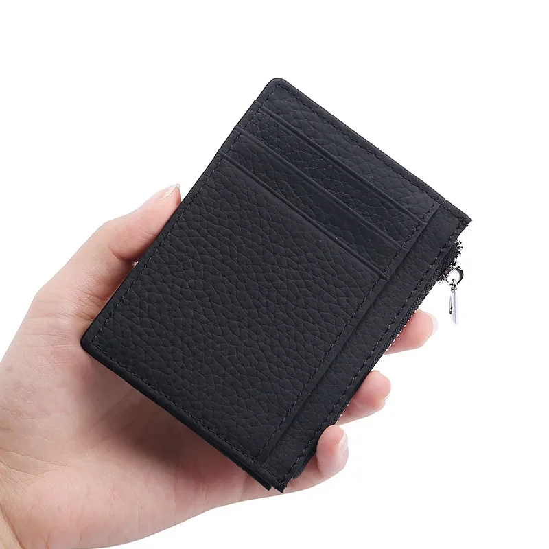 Porte-cartes en cuir ultra-fin pour hommes et femmes, portefeuille multi-cartes universel, porte-cartes antivol, couche de tête, RFID