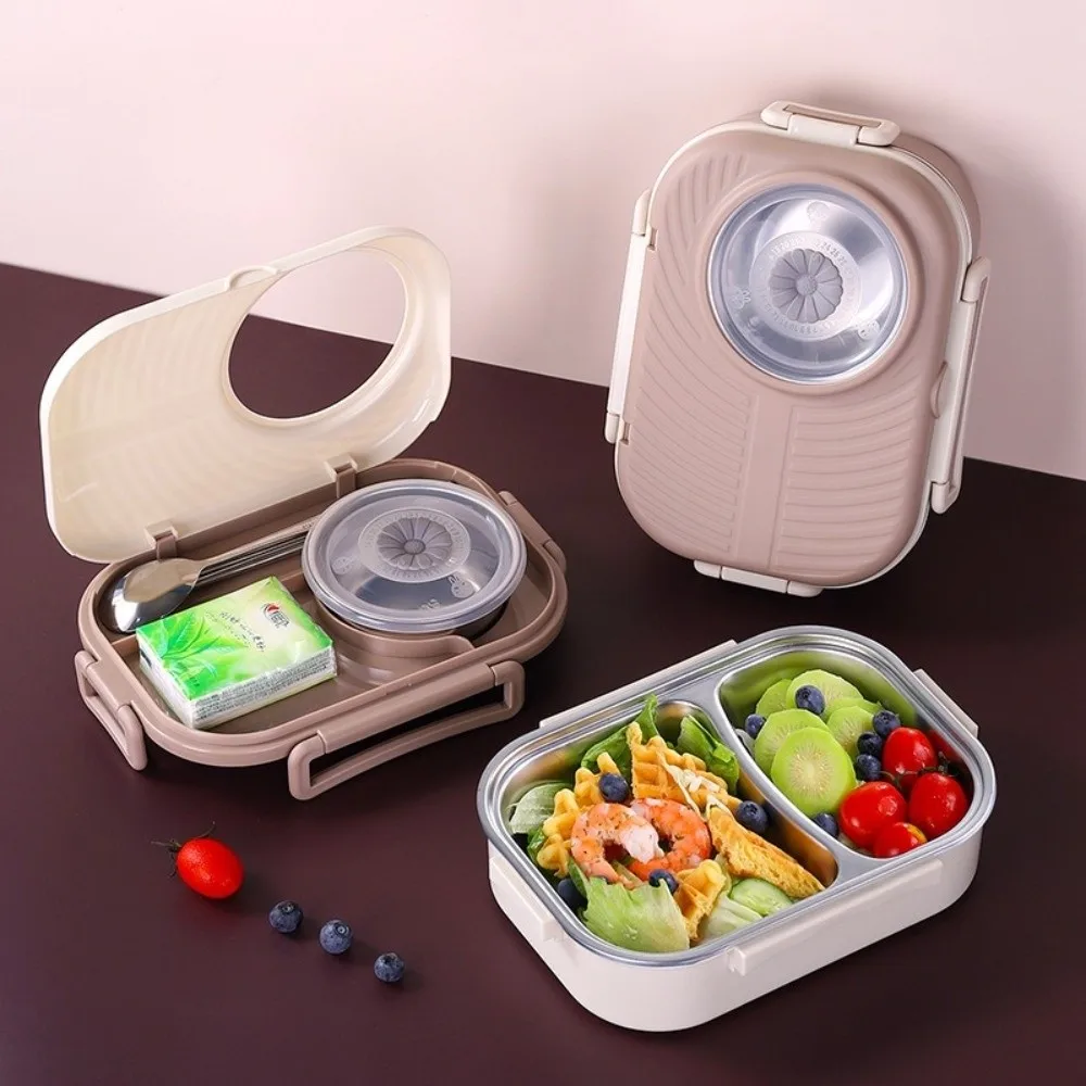 

1000ml Thermal Lunch Box Leak-Proof Stainless Steel Insulated Box Triple Grid Sealed Food Soup Container for Office&School