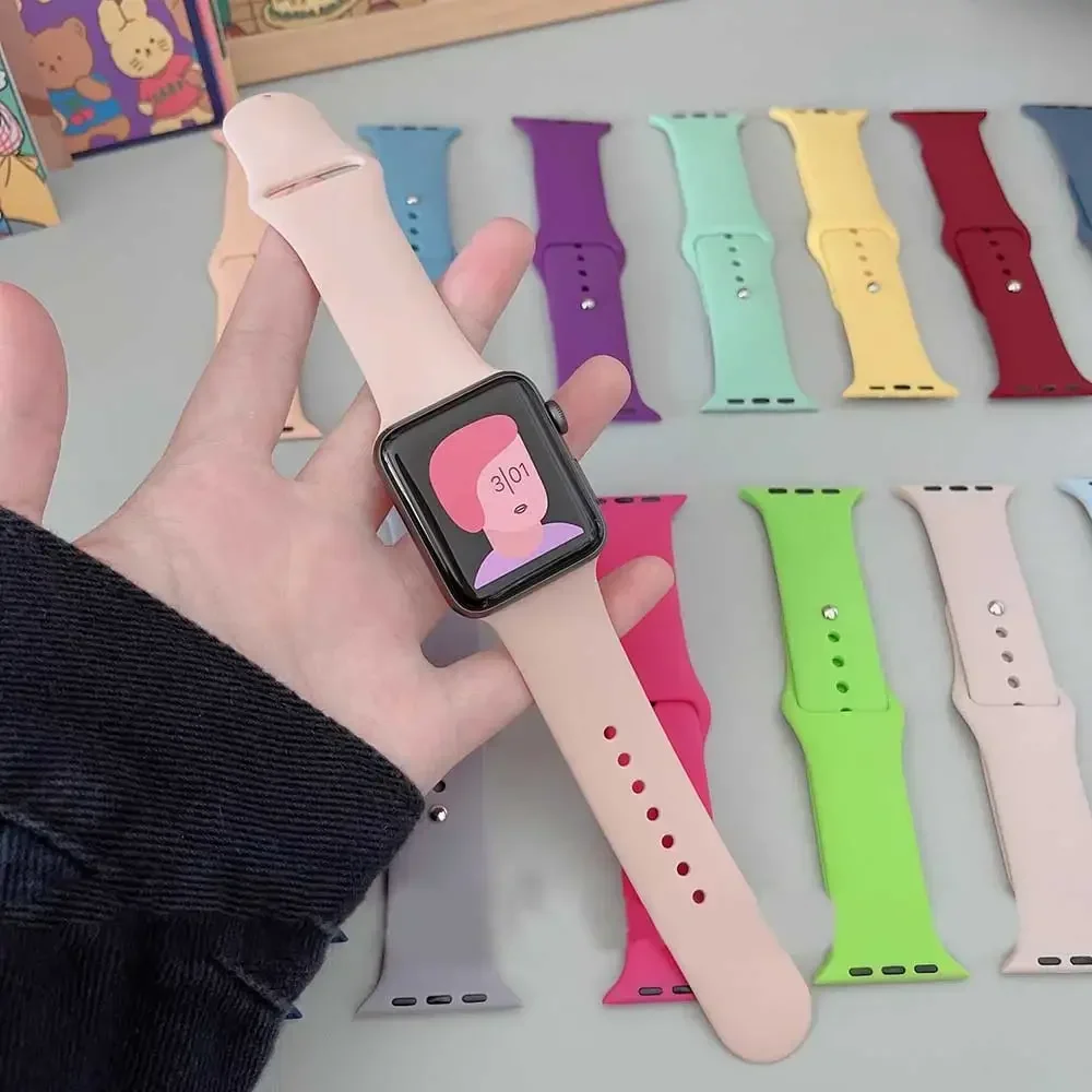 سيليكون الفرقة ل أبل ساعة الأشرطة 45 مللي متر 44 مللي متر 40 مللي متر 41 مللي متر 42 مللي متر-46 مللي متر الرياضة سوار iwatch سلسلة 8 7 6 5 4 3 SE 9 10 الترا 2 49 مللي متر