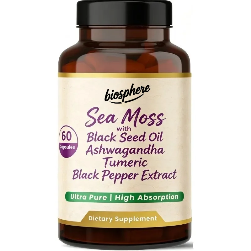 Seaweed capsules contain black seed oil, turmeric, and black pepper - supporting overall health  60 capsules