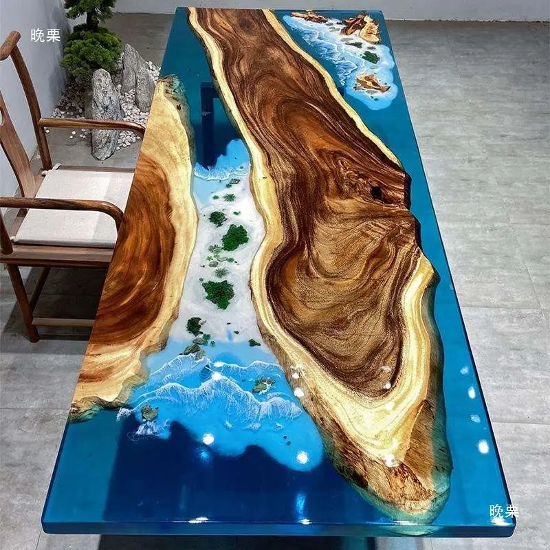 custom.Hot Sell Supply Chain Handmade Customized Table Top Home Decorative Wood Table Epoxy Resin Table