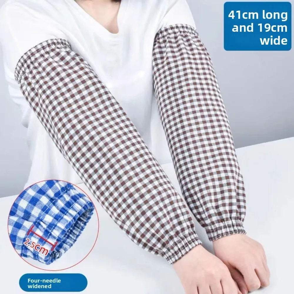 

Новые износостойкие защитные нарукавники от грязи в клетку, эластичные моющиеся длинные рукавицы для готовки, защита манжет