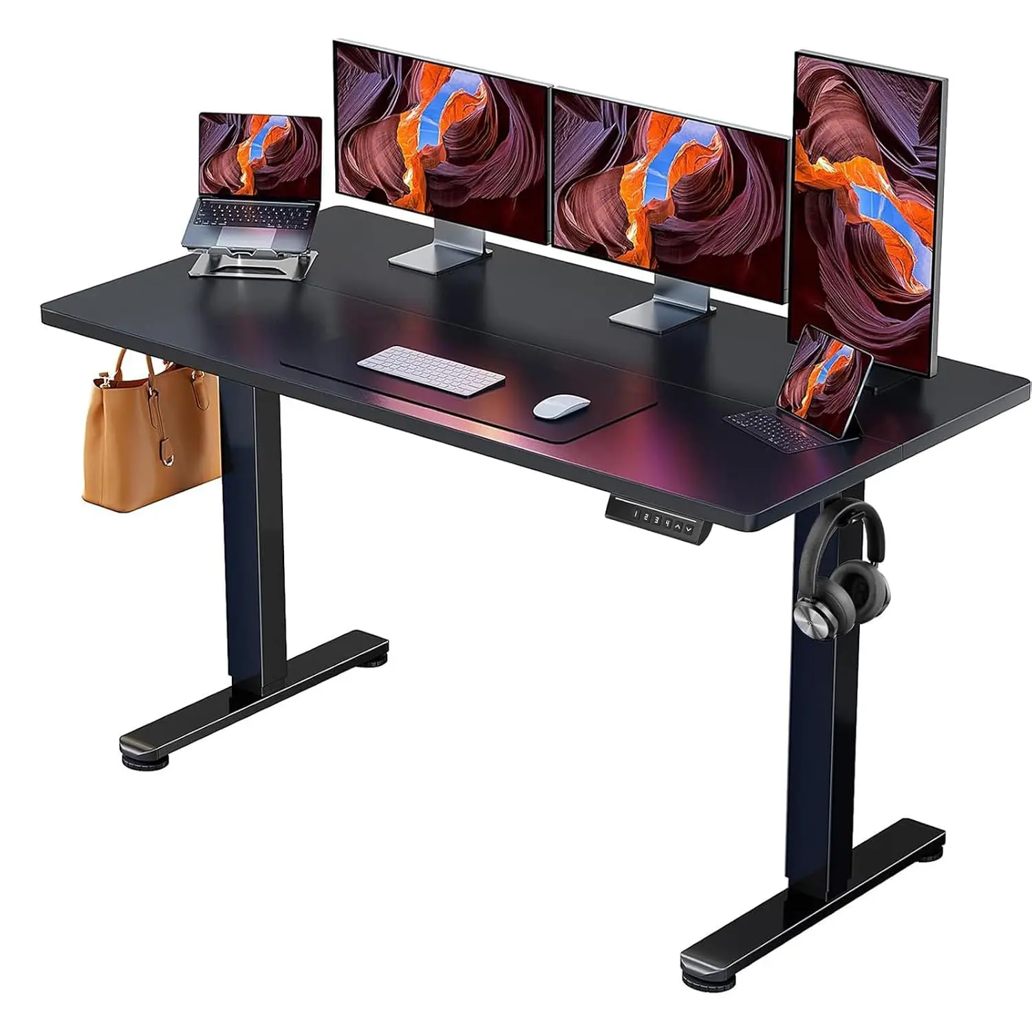 Electric Height Adjustable Standing Desk 63x28 Inch Sit Stand Home Office Computer Desk Memory Preset Black, Customized