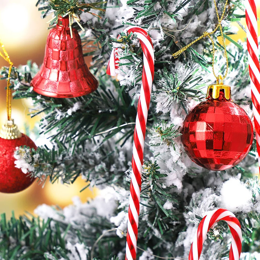 

24pcs Christmas Candy Cane Pendant Unique Hanging Ornament For Xmas Tree Decor Party Plastic Crutch Pendant Home Decoration