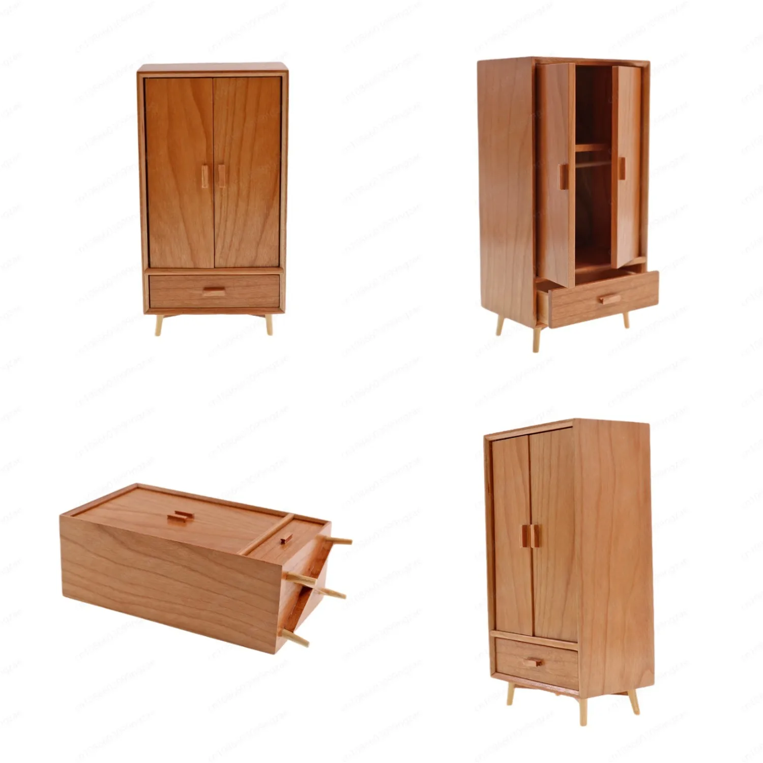 1:10 dollhouse mini furniture model, cherry wood, wardrobe, miniature photo ornament OB11