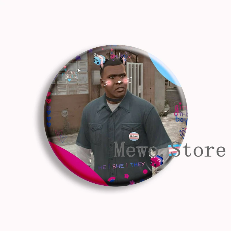 لعبة PS4 GTA5 لينة زر دبوس GTA VI سرقة السيارات الكبرى 5 مضحك ميمي بروش شارة حقيبة ديكور مجوهرات ألعاب جمع الأصدقاء الهدايا