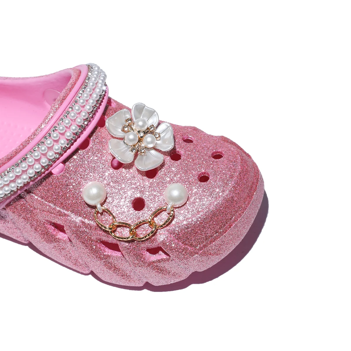 Kinder-Glitzer-Clogs und Pantoletten, Leichte EVA-Gartenschuhe, Rutschfeste Sandalen, Atmungsaktive Slip-On-Schuhe für Drinnen und Draußen 2501 – Detail 6