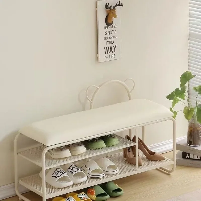 shoe stool is worn at  door of the household, and  long strip of  integrated entrance enters the home shoe rack.