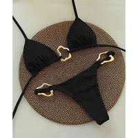Nuevo Bikini Sexy de Color sólido con cordones dividido traje de baño de dos piezas para mujer