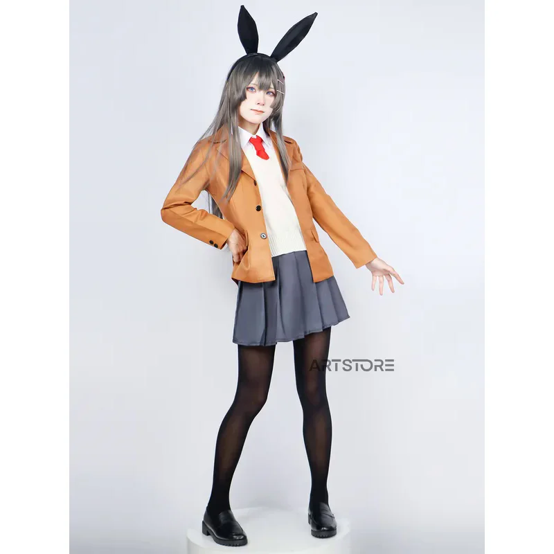 Sakurajima Mai Cosplay Costume Rascal Does Not Dream of Bunny Girl Senpai Mai Sakurajima Cosplay Wig Bunny Ears Headwear Women