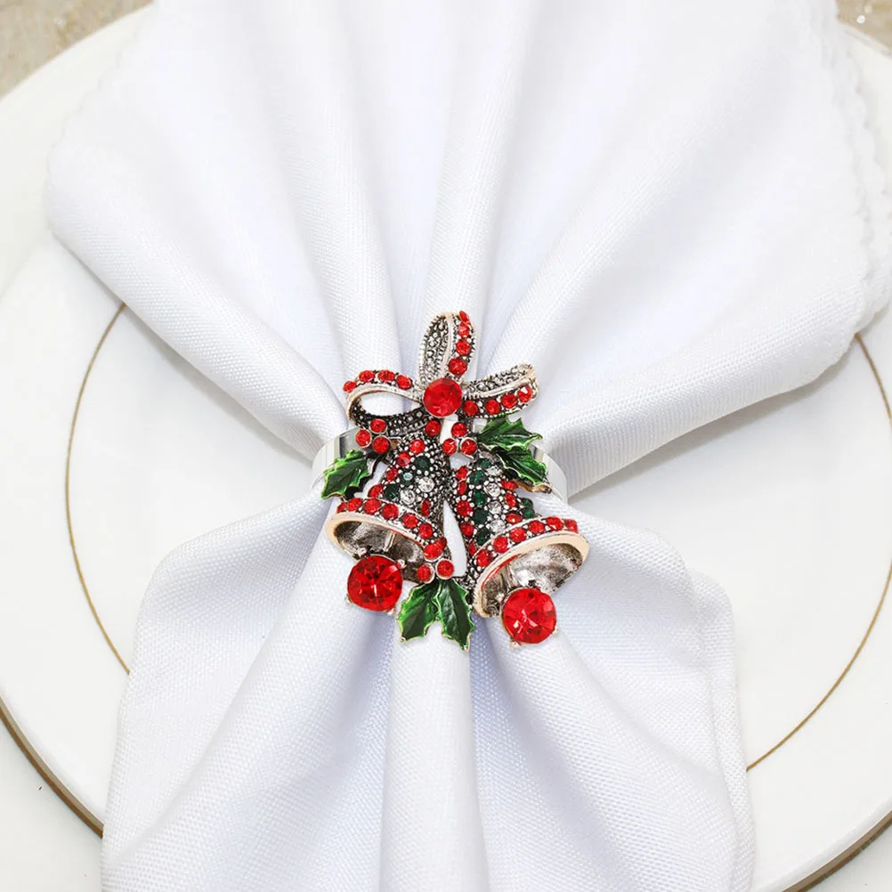 

6Pcs Christmas Napkin Rings Bell Shape Xmas Dining Table Serviette Ring Party Decoration Napkin Rings Serviette Ring