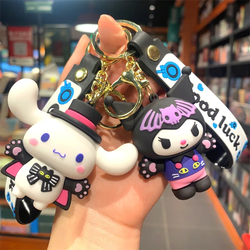 

2023 Sanrio Keychain Kawaii HelloKitty Kuromi Cinnamoroll Cartoon Car Key Accessories Student Backpack Pendant Children's Gift