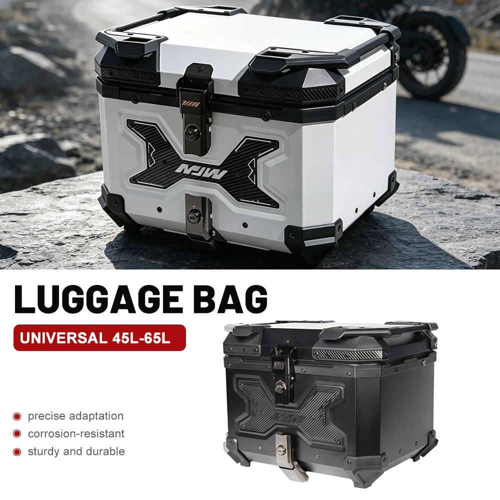 Dual Lock Protection Motorcycle Tail Box For Universal Motorcycle Black White Color Wear Resistant Off Road Cargo Accessory