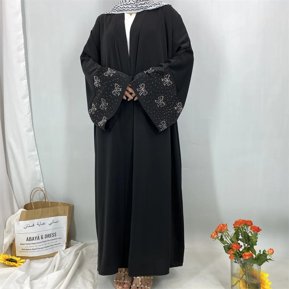 Moda muçulmana temperamento de diamante quente vendendo vestido cardigan