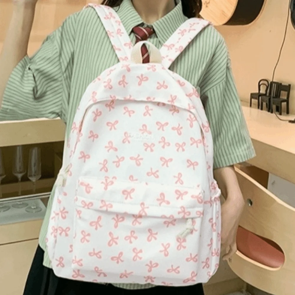 Nylon-Rucksack mit Schleife, leicht, verstellbarer Riemen, für Studenten, Schultasche, Aufbewahrungstasche, große Kapazität, Teenager-Umhängetasche, Reisen