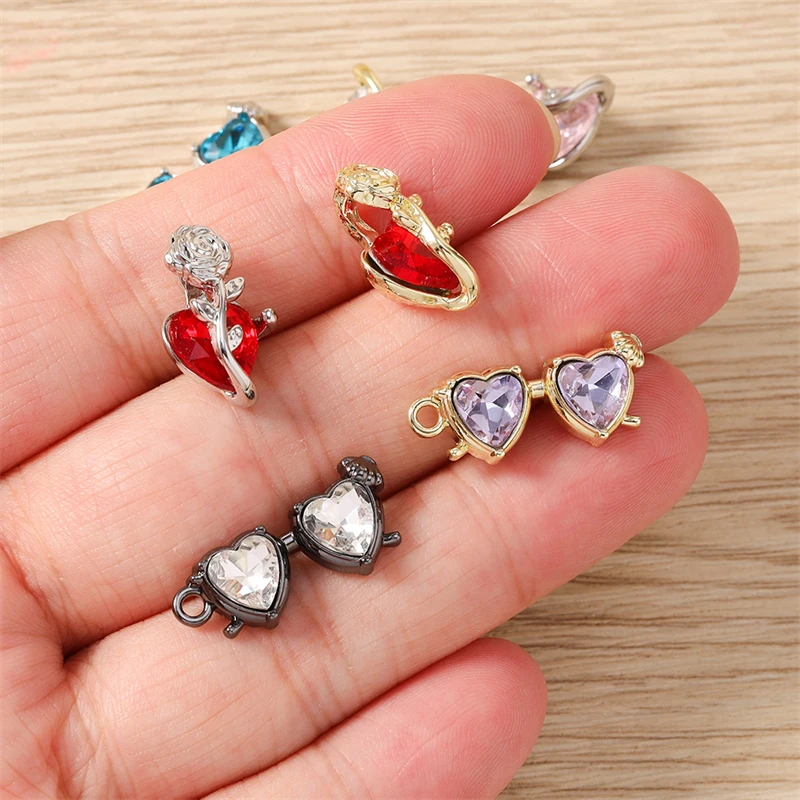 5 Stück niedliche, bunte Mini-Sonnenbrillen-Anhänger in Form von Kristallherzen für die Schmuckherstellung, zum Basteln von Halsketten, Ohrringen und anderen DIY-Accessoires. – Detail 2