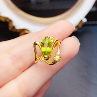 FS S925 Sterling Silver Inlay 5*10mm Natural Olivine Fashion Ring for Women Fine Charm Weddings Jewelry With Certificate MeiBaPJ