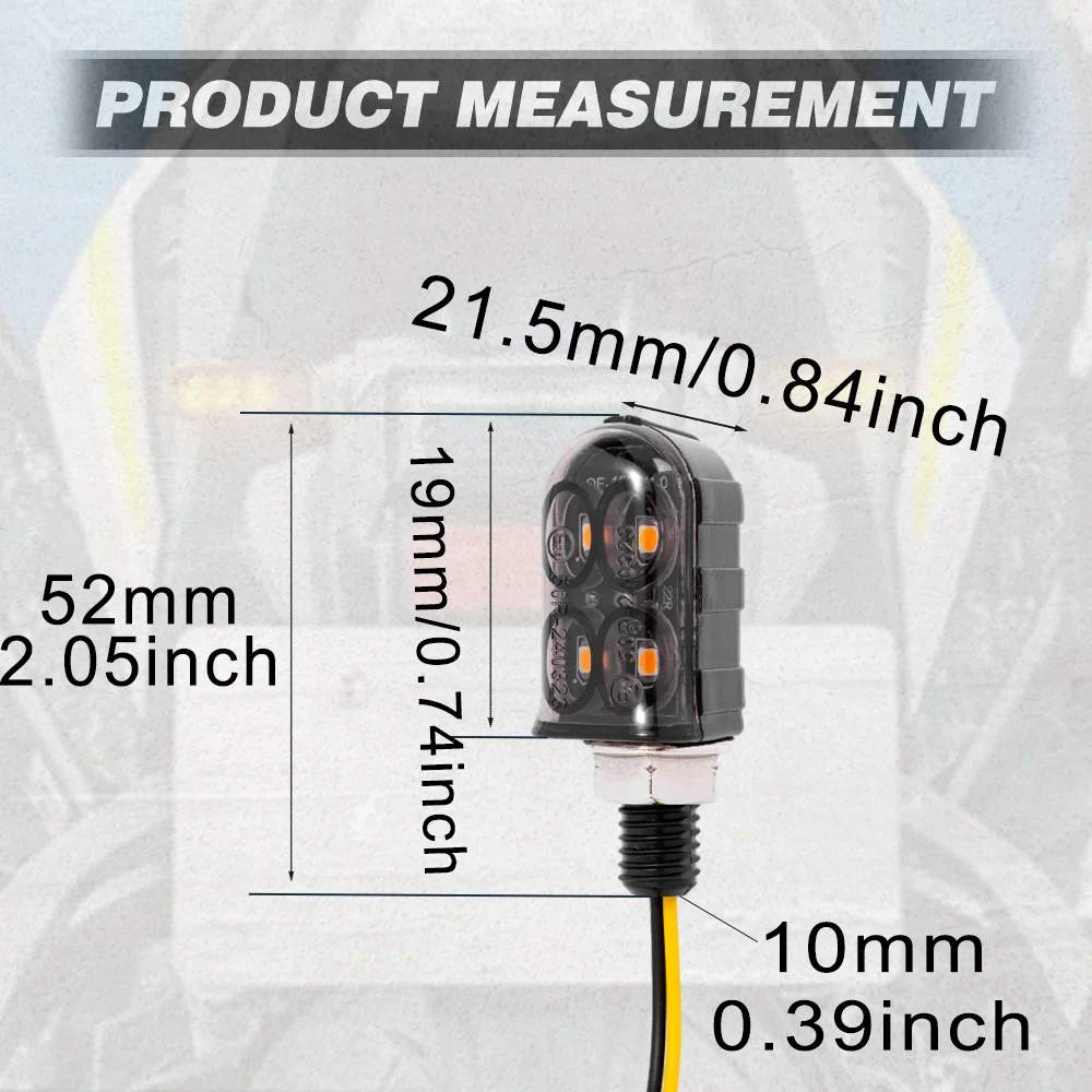 2 Pcs For Motorcycles Requiring 12 V Turn Signal Lighting and 10 mm Mounting Thread Motorcycle LED Turn Signal Light Amber Light
