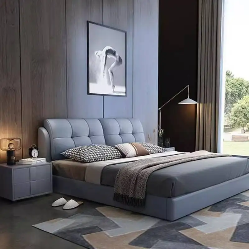 

Navy Blue Heavy Duty Double Bed Soft Vintage Double Luxury Double Bed Cloud Japanese Modern Camas De Dormitorio Furniture Home