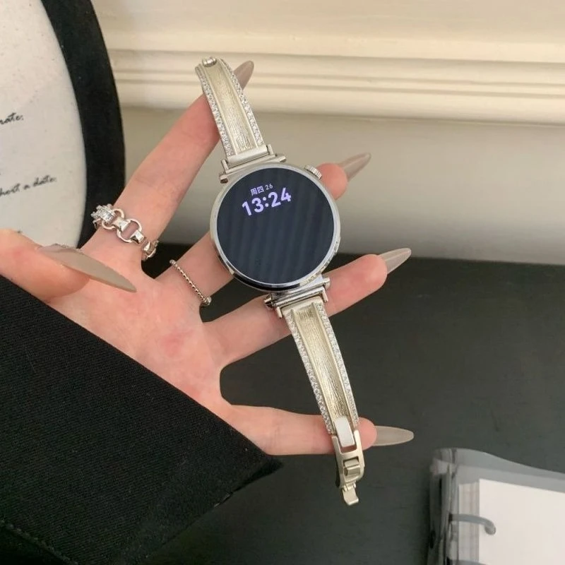 フランス製のブラッシュドメタルジルコンを使用した、Huawei GT5/GT5 Pro/GT4/GT2/3/4 22mm/20mm/18mm対応のハンドメイド腕時計ストラップ