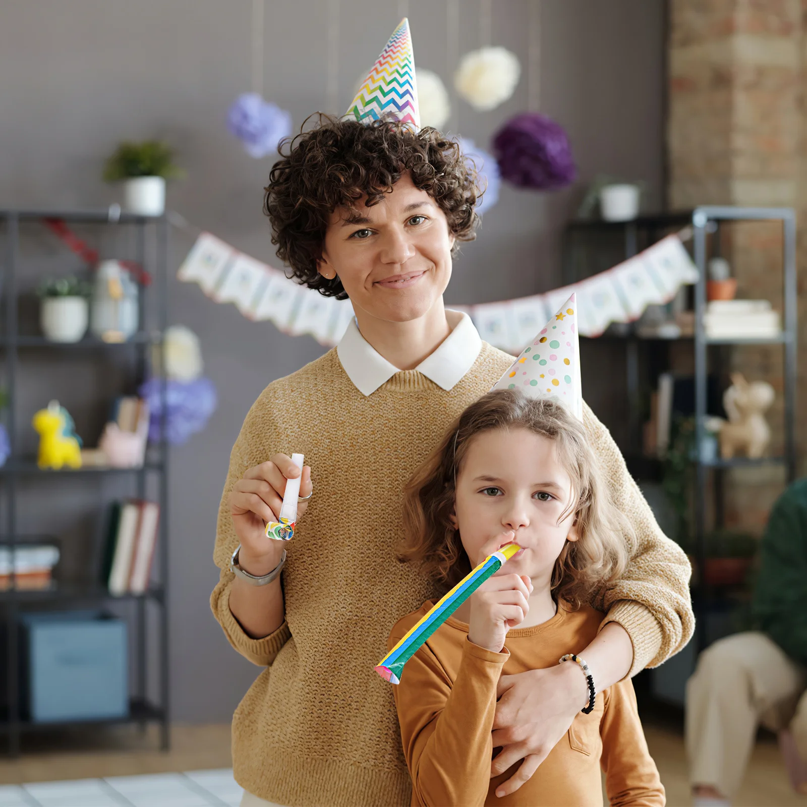 

50 pcs Blow Blow Roll Party Supplies Paper Blowers Noisemakers For Birthday Carnival Sports Events Party Bag Fillers