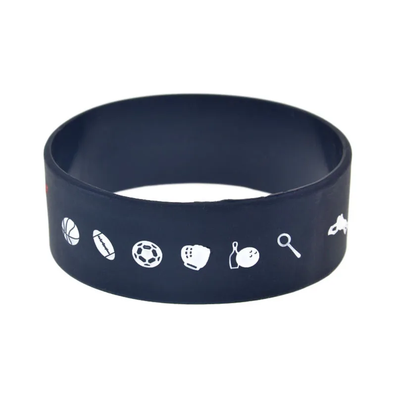 1 PC One Inch Wide Run and Play Silikonarmband Sport-Gummiband Schwarz und Weiß – Detail 5