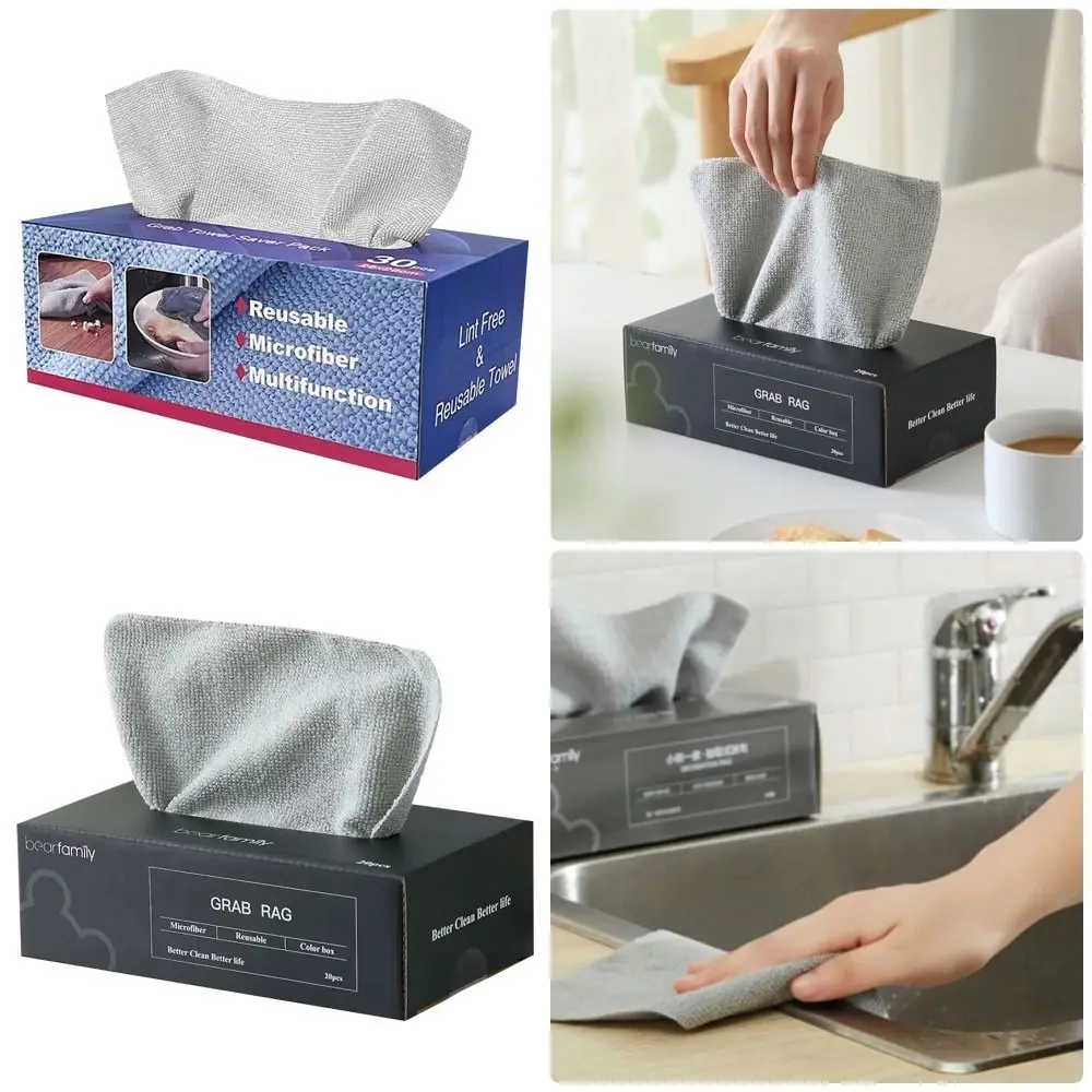 20Pcs/Box Home Cleaning Kitchen Dish Cloth Napkins Tableware Absorbent Microfiber Towel Oil Dish Rags Non-stick Dishcloth