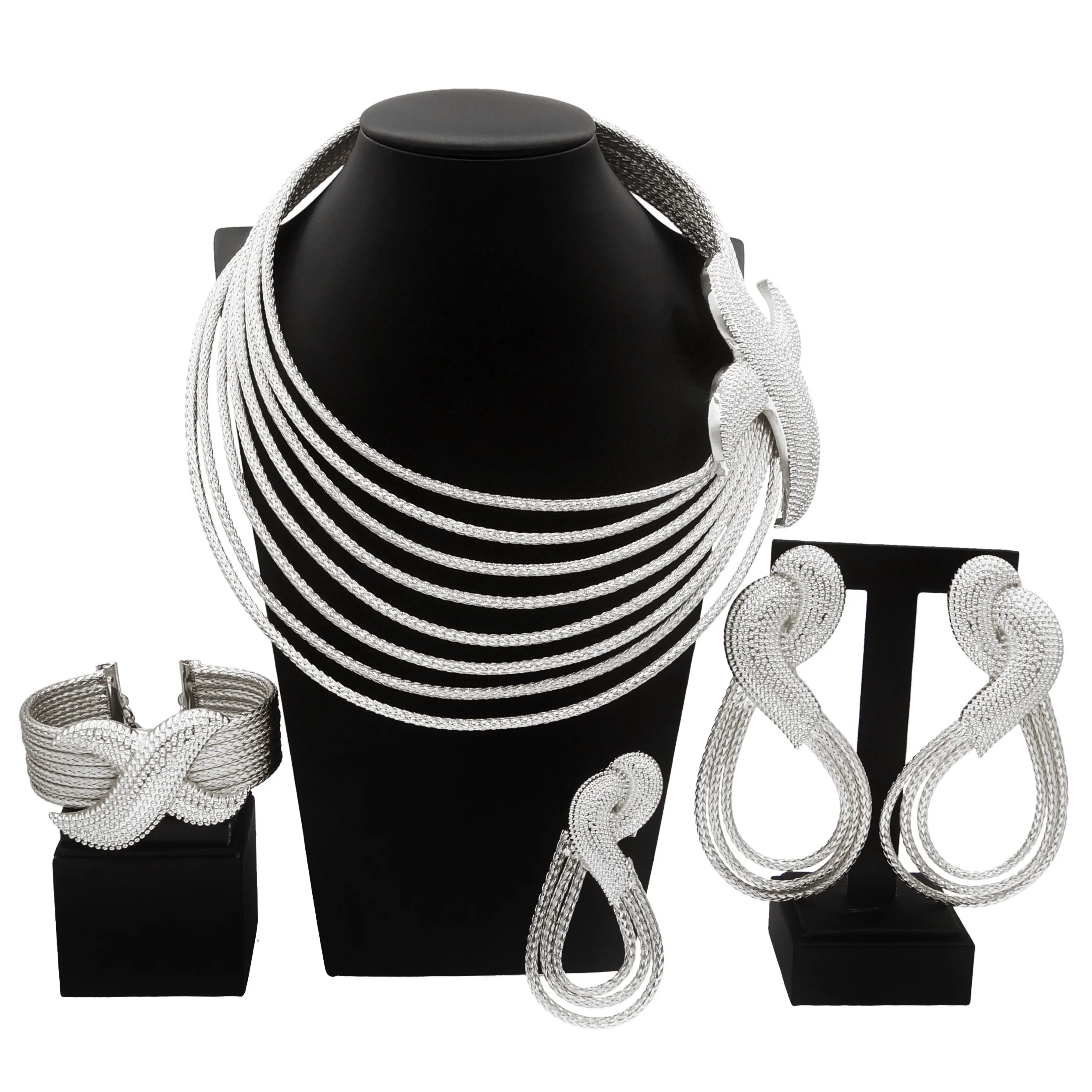 

Yulaili Brazilian Fashion Jewelry Set Gold Plated Copper Ring Nigerian Ladies Party Evening Dress Earrings Bracelet Necklace