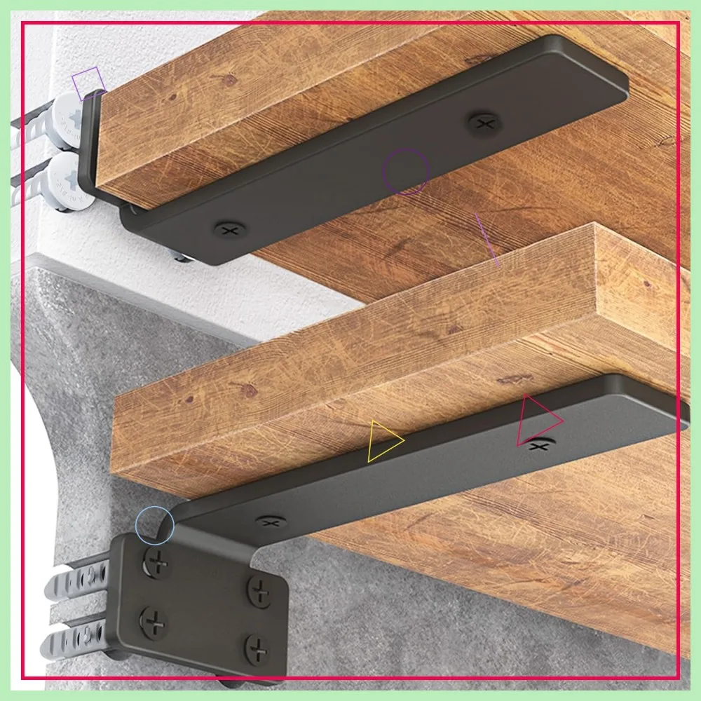 

Heavy Duty Floating Shelf Brackets 10 Inch, 12 Pack, Black Coated Metal, 160 lb Load Capacity