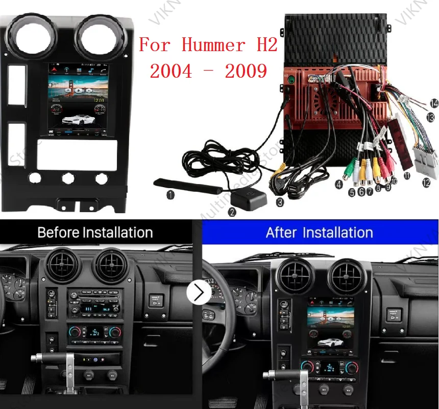 

Android 8G+256GB For Hummer H2 2004 - 2009 Vertical Screen Car Multimedia Player Audio Radio stereo GPS Navi Wifi Head Unit