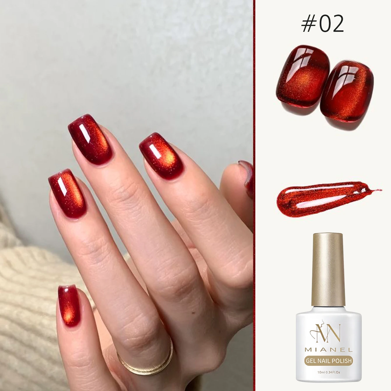 10ML Autunno Inverno Lucky Red Cat Eye Gel Polish Ciliegia Scuro Vino Rosso Glitter Diamante Sparkle Piccione Rosso Sangue Natale Nail Art