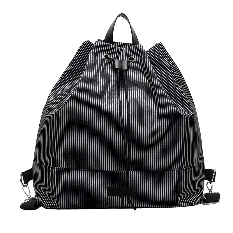 Student Leisure Backpack for Women 2024 Autumn and Winter New Trend Korean Striped Canvas Bag Versatile Large Capacity 배낭