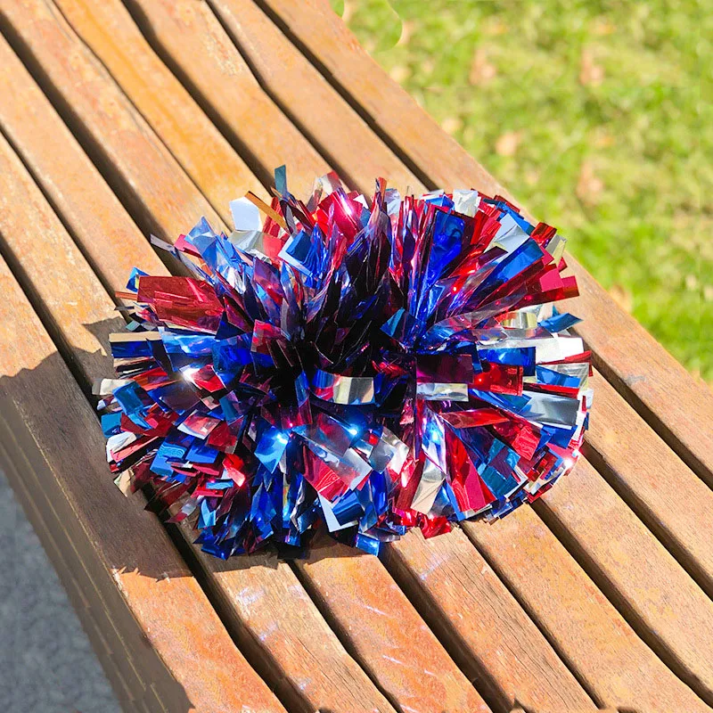 Metallic royal blue with metallic red and silver,custom cheerleader Pom pom,pick size,one pair