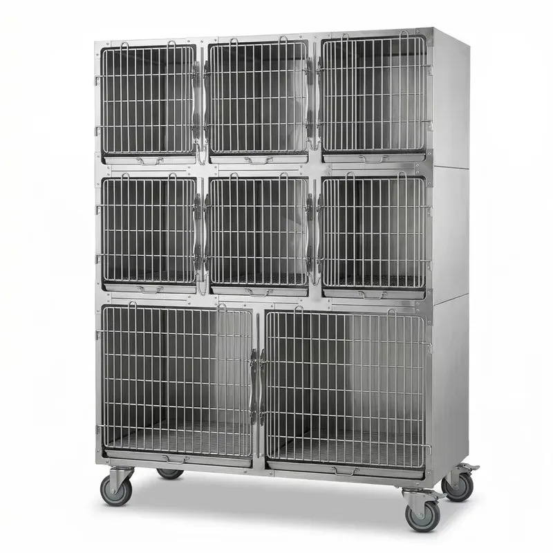 Heavy Duty Wire Cage with Removable Tray and Double Doors for Large Dogs and Cats Indoor Outdoor Use