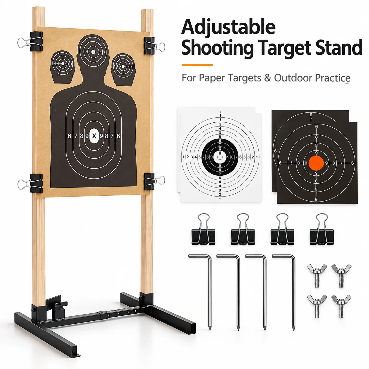 AOLIVIYA Shooting Target Paper Holder 6-24 Inch Adjustable Shooting Training Range Practice Tool