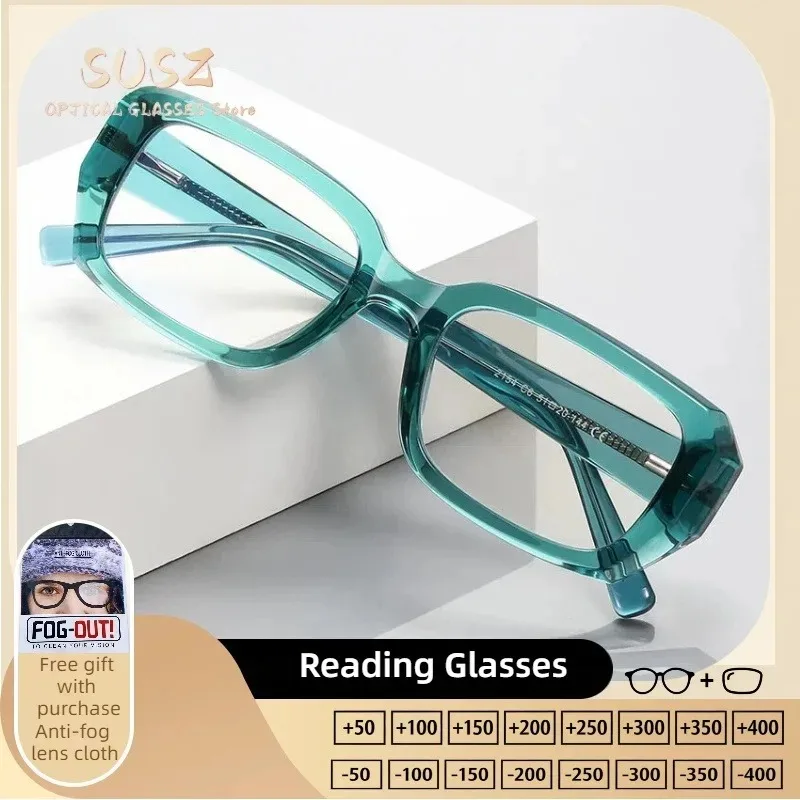 

SUSZ Reading Glasses for Women Acetate Ultralight Comfortable Durable Versatile Fashion Anti Blue Light UV Protection Anti Glare