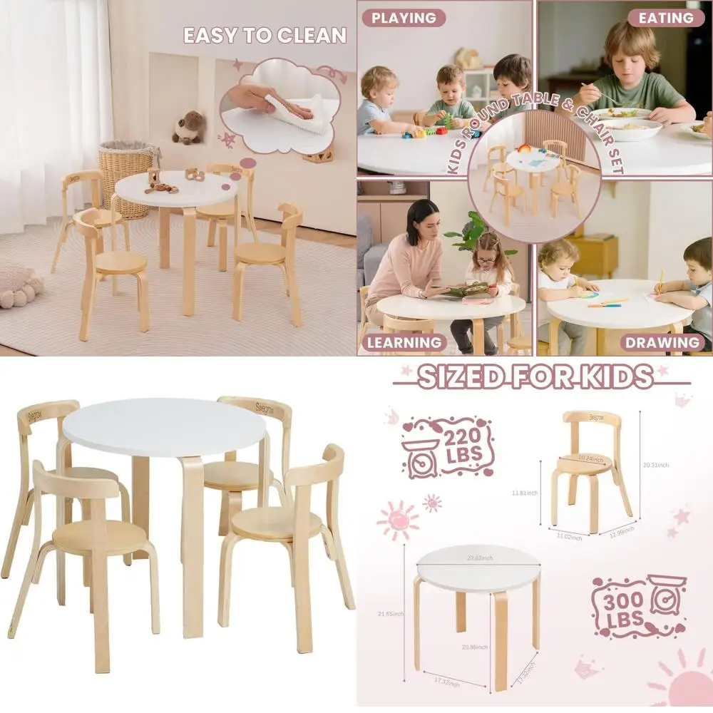 

Children's Wooden Table and Chair Set, Perfect for Playrooms, Homes, and Kindergartens