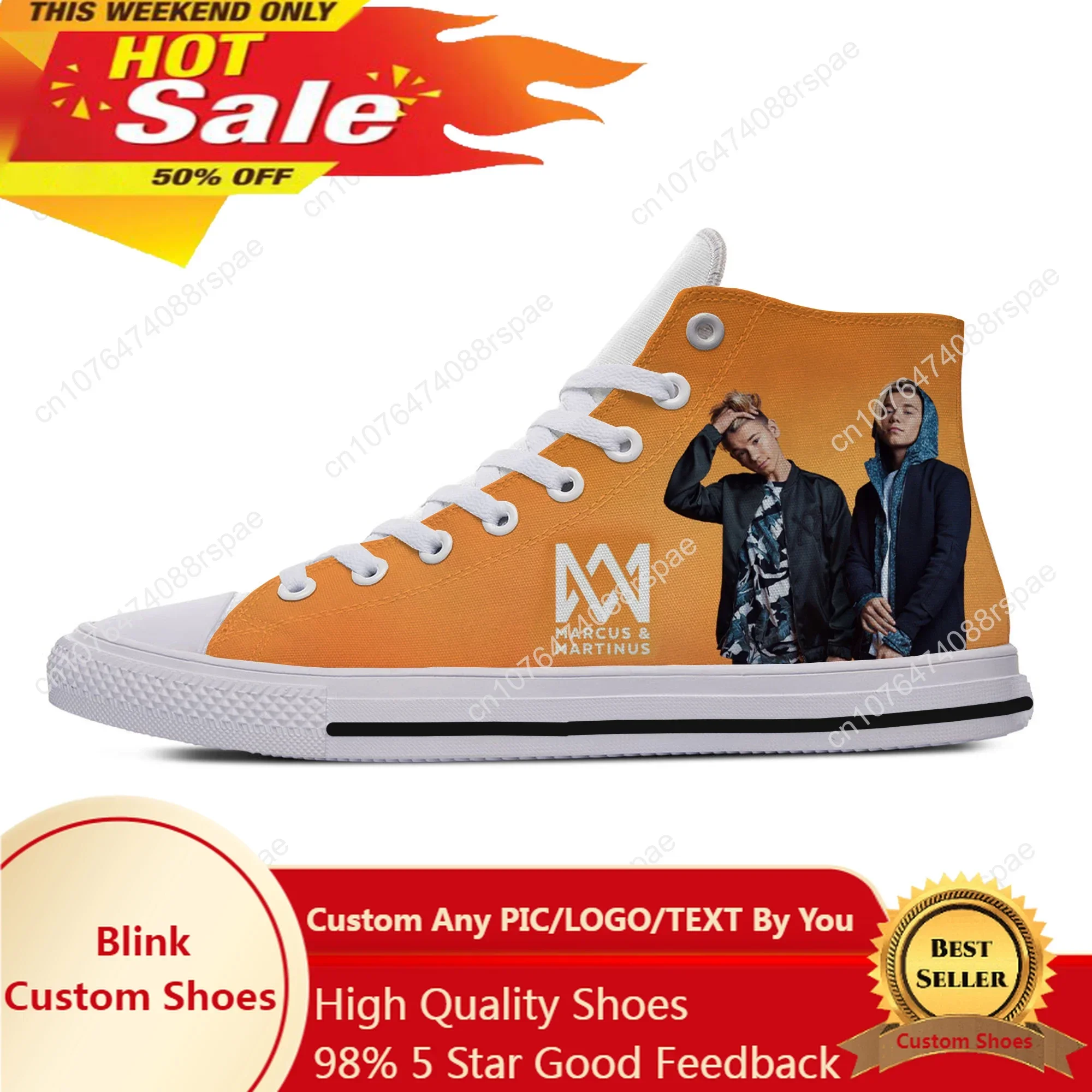 

Hot Summer Marcus and Martinus Novelty Design Lightweight High Top Canvas Shoes Men Women Casual Breathable Sneakers Board Shoes