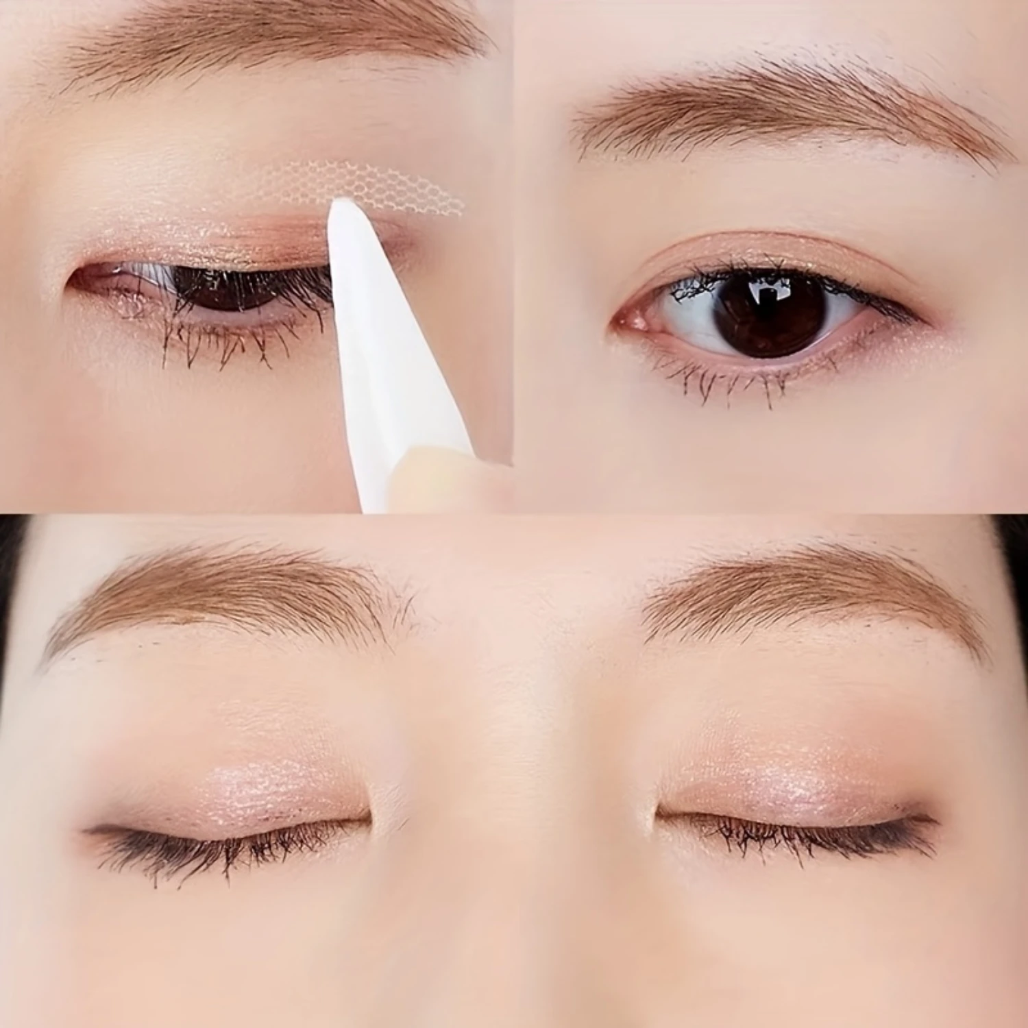 Double Eyelid Tape Stickers, 1 Roll with Application Tool for Natural-Looking Double Eyelids, Breathable Lace Lift Strips - Make
