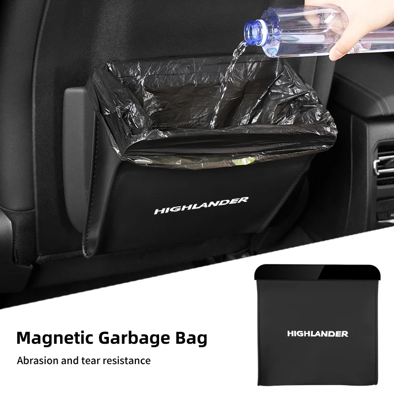 

Car Garbage Bag Seat Hanging Trash Can Leather Storage Pocket For Toyota Highlander Corolla Avalon Supra Yaris Camry Tacoma Avan