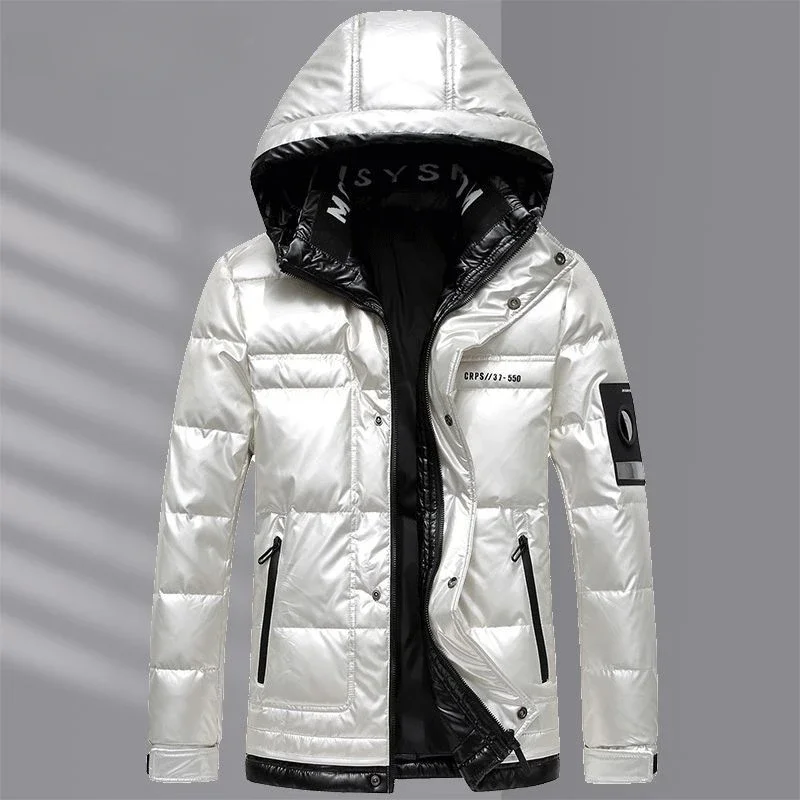 High Quality Bright Face Wash Men's Down Jacket 2025 Winter New White Duck Down Bread Suit High-end Thick Coat Men Solid Color