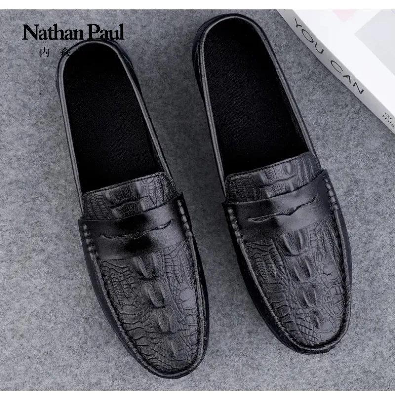 

2025 новые модные высококачественные нескользящие и износостойкие легкие маленькие кожаные туфли для ленивых с одной педалью