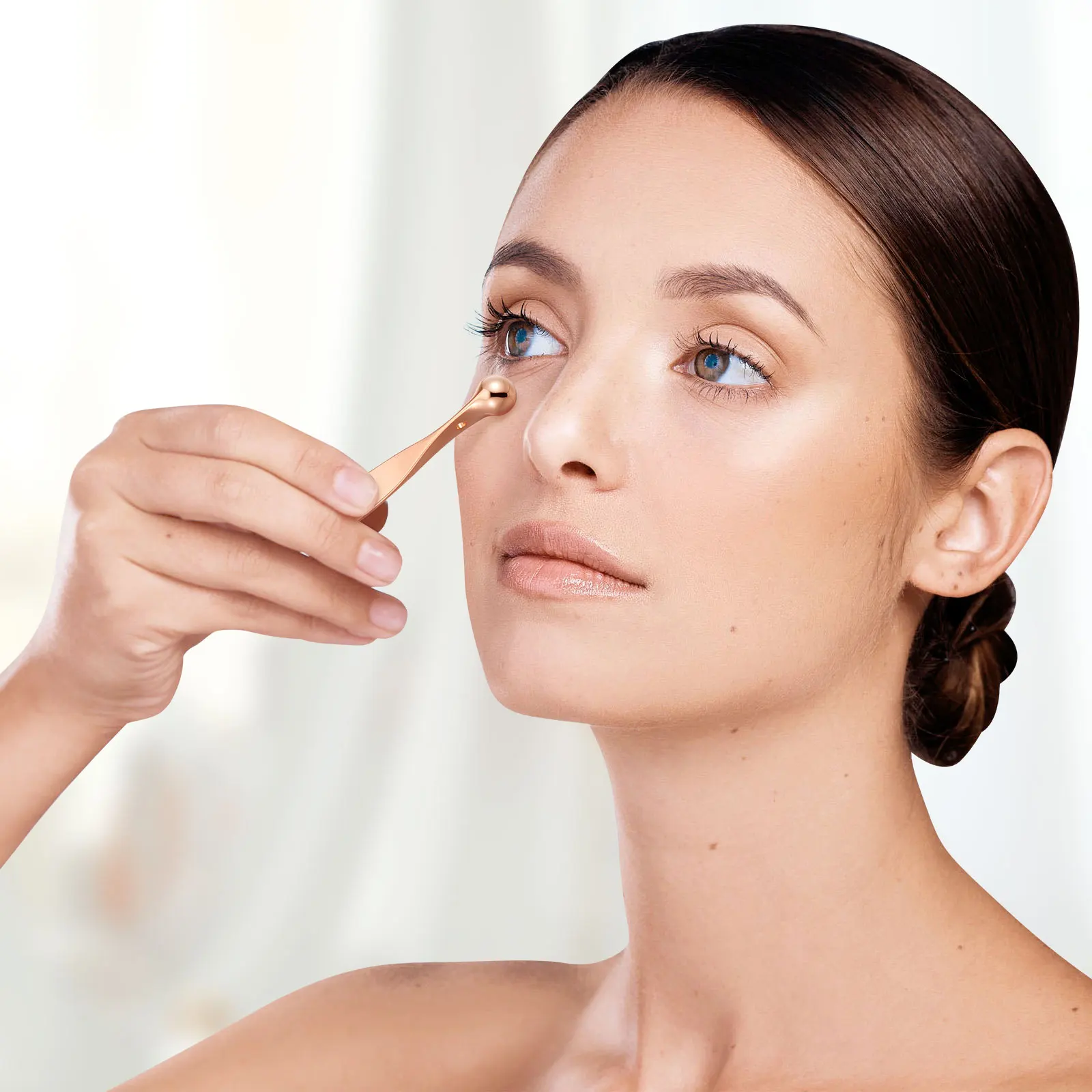 

2Pcs Eye Cream Spoon Massager Zinc Alloy Skin Care Tool Portable for Women Rose Gold Eye Face Skin Care Massage Tool